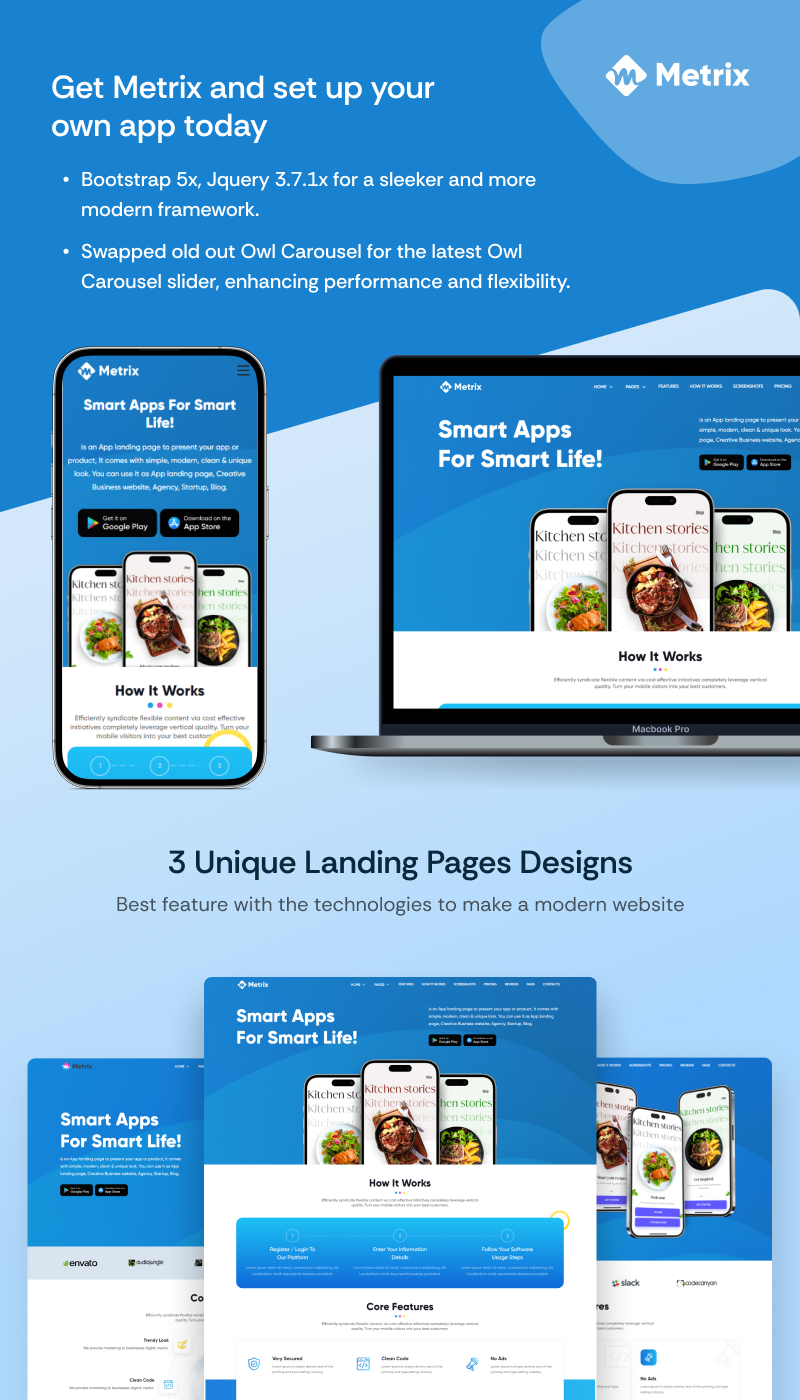 Metrix - App Landing Page Website