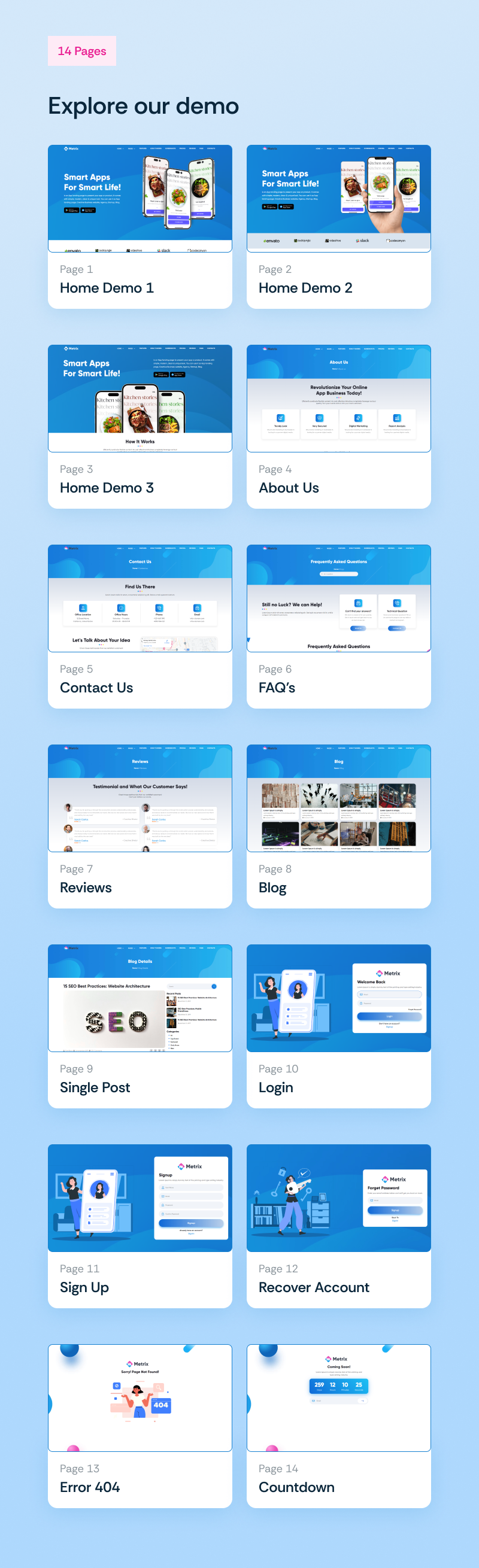 Metrix - App Landing Page Website